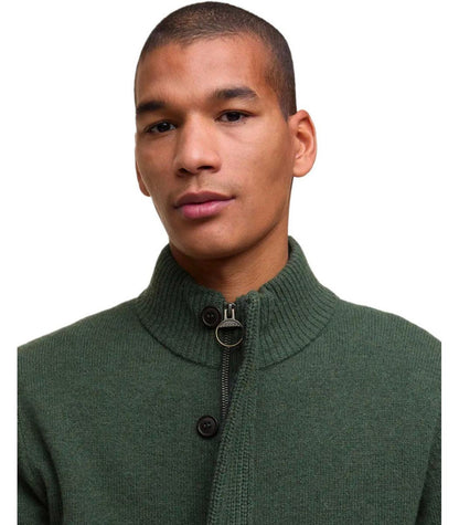 Barbour Essential Patch-Strickjacke mit Reißverschluss in Olivgrün