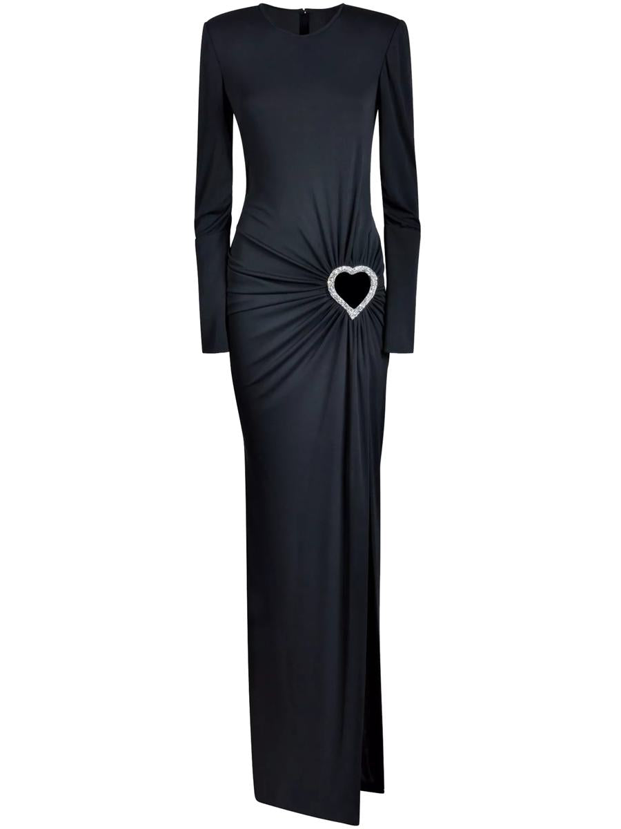 Christina Crawford Maxikleid mit Herz aus Kristallen