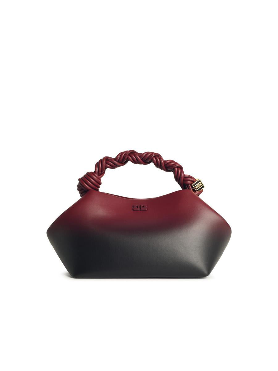 Kleine „Ganni Bou“-Tasche aus rot schattiertem Ledermix