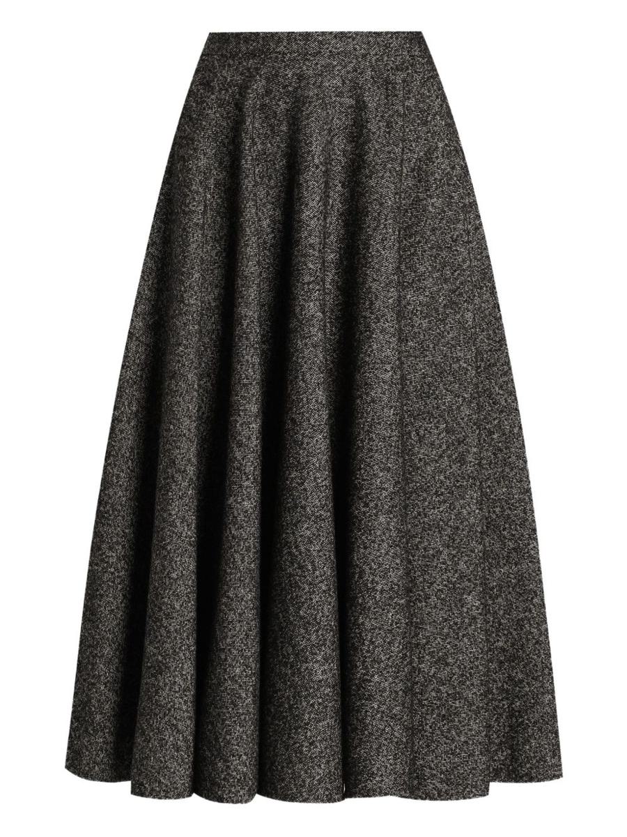 Dolce &amp; Gabbana Midi-Tellerrock aus gepunkteter Wollmischung
