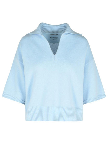 Purotatto Hellblauer Kaschmirpullover