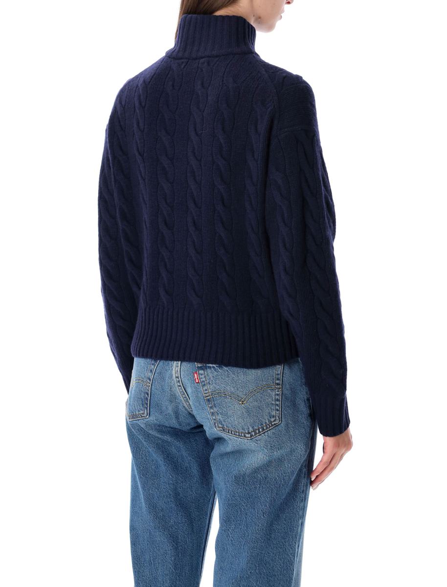 Polo Ralph Lauren – Zopfmusterpullover aus Wolle und Kaschmir mit halbem Reißverschluss