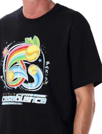 Casablanca Schwarzes Manga-Tennisball-T-Shirt
