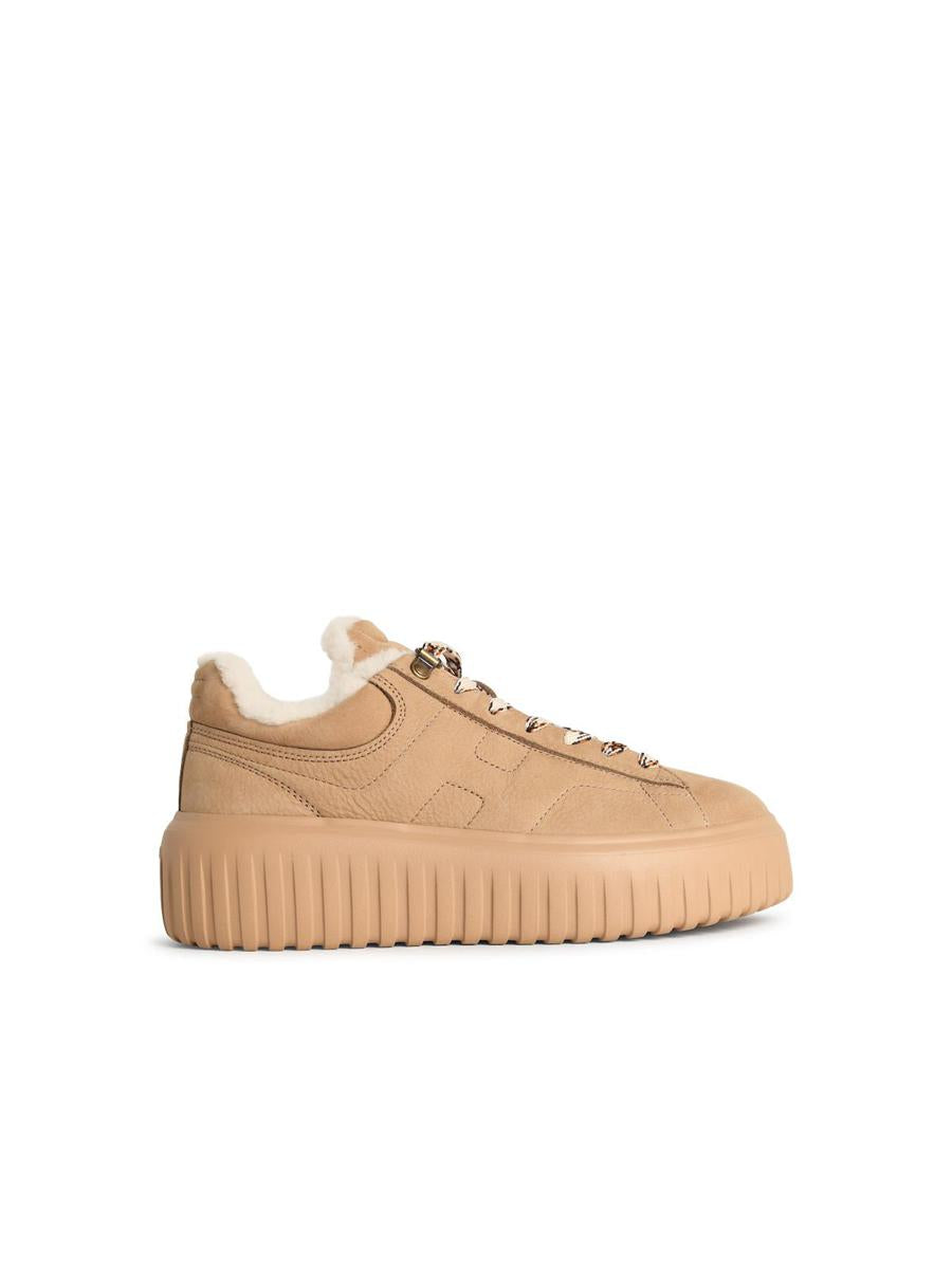 Hogan – Beige Leder-Sneaker „H-Streifen“