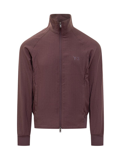Y-3 Adidas Burgunderfarbene Sportjacke mit durchgehendem Reißverschluss Y-3