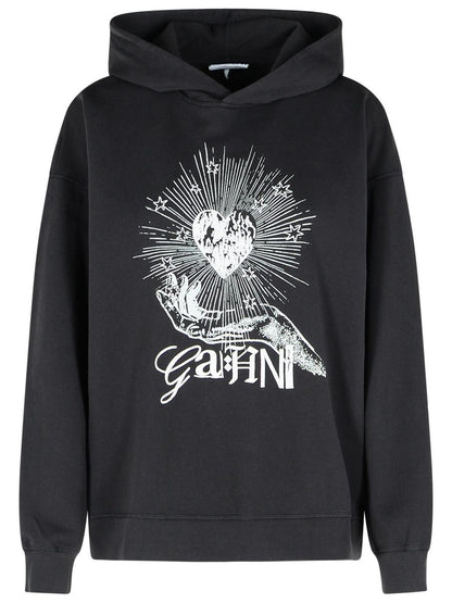 Schwarzes Baumwoll-Sweatshirt von Ganni