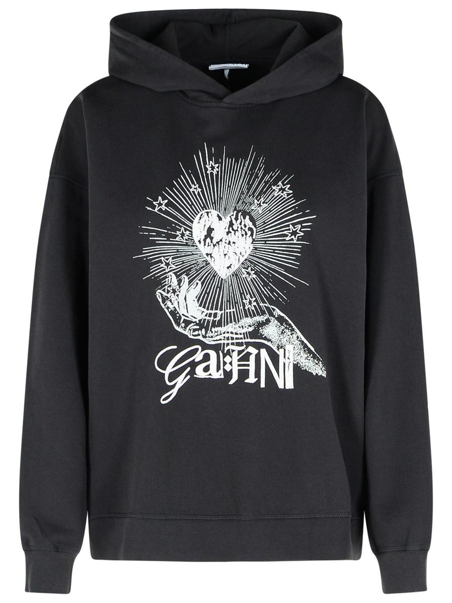 Schwarzes Baumwoll-Sweatshirt von Ganni