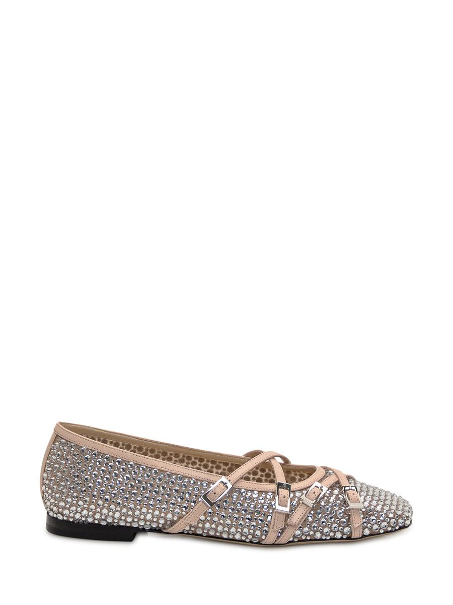 Mach &amp; Mach – Ballerinas aus Netzstoff mit Kristallen