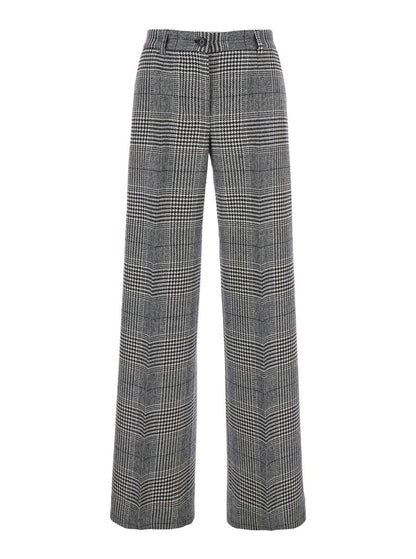 Graue Schlaghose mit hoher Taille aus Wolle und Kaschmir für Damen
