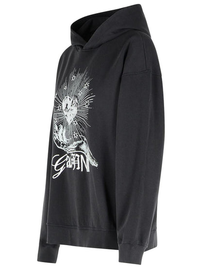 Schwarzes Baumwoll-Sweatshirt von Ganni