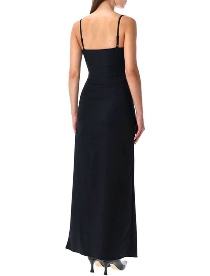 Coperni – Schwarzes Maxikleid mit Strumpfgürtel