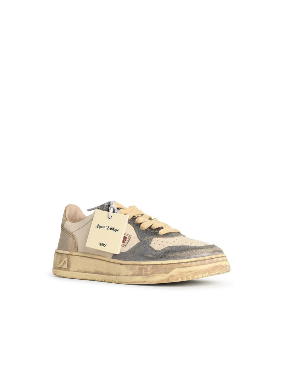 Autry „Super Vintage“ Ledersneaker in Silber und Platin