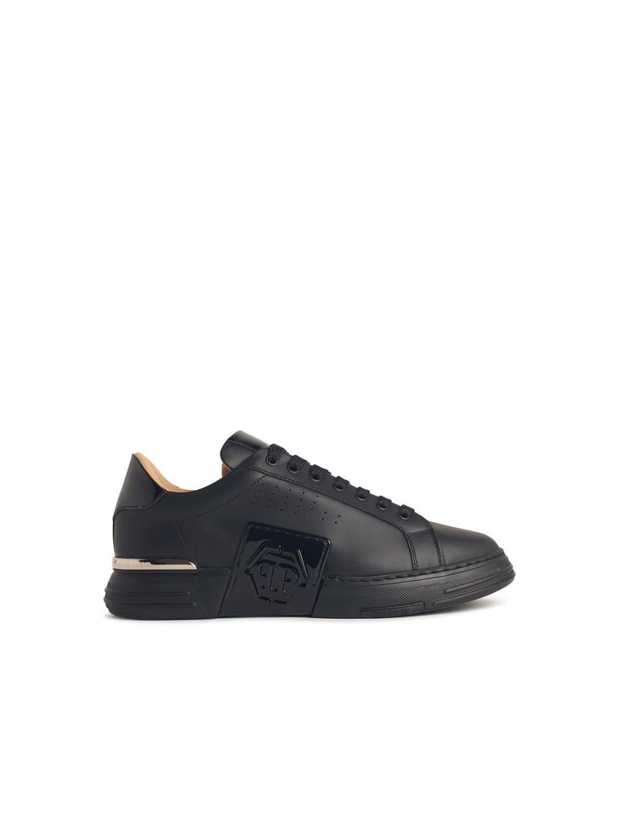 Philipp Plein – Schwarze Leder-Sneaker „Hexagon“