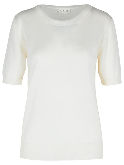 PAROSH Cremefarbener Pullover aus Wollmischung