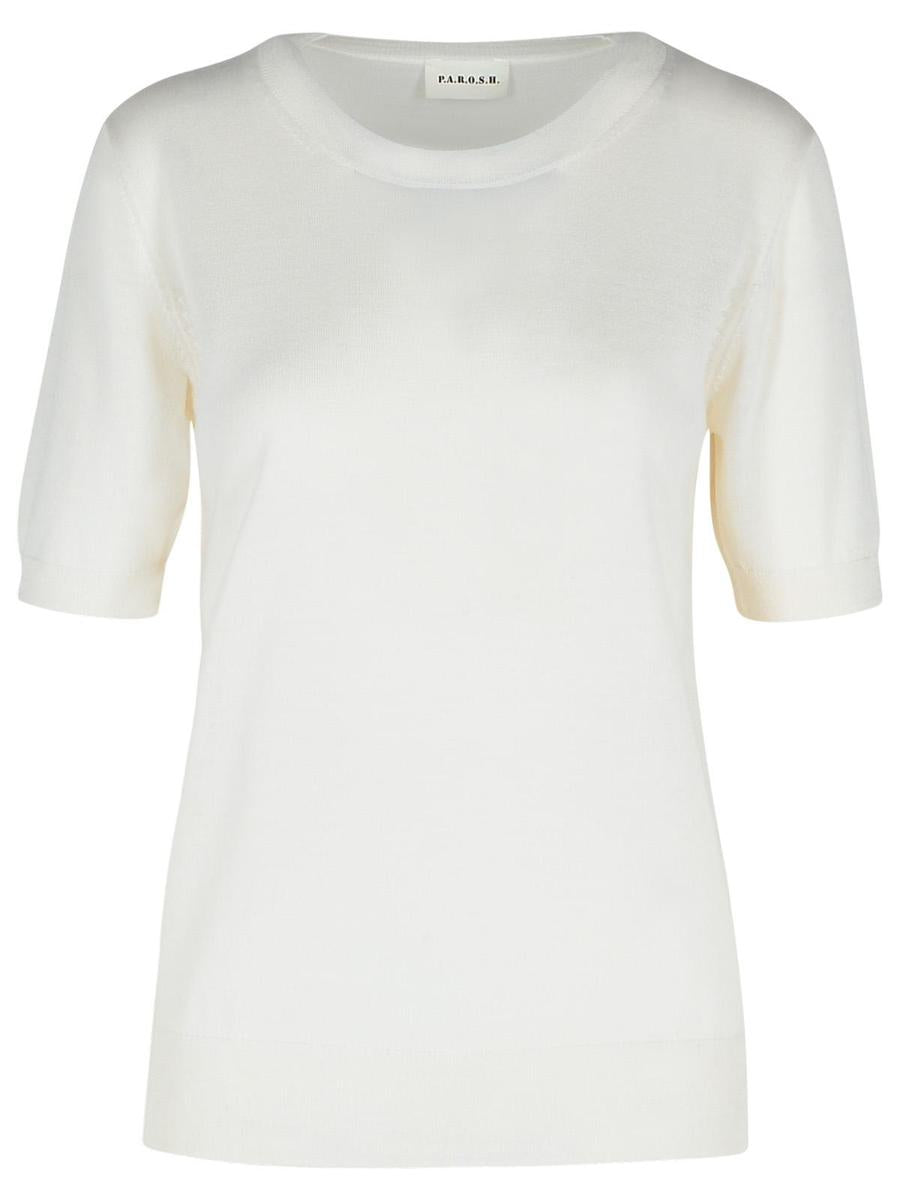 PAROSH Cremefarbener Pullover aus Wollmischung