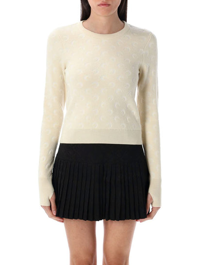Marine Serre Moon – Figurbetonter Jacquard-Strickpullover