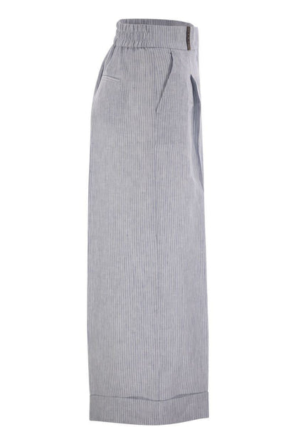Peserico Leinenhose mit Streifenmuster