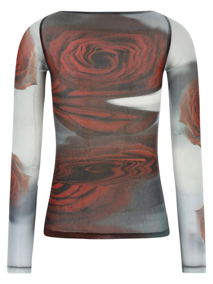 Jean Paul Gaultier „The Red Blurry Roses“-Top