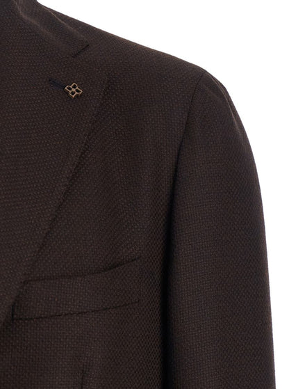 Bordeauxfarbene, einreihige Jacke mit gekerbtem Revers aus Wolle für Herren