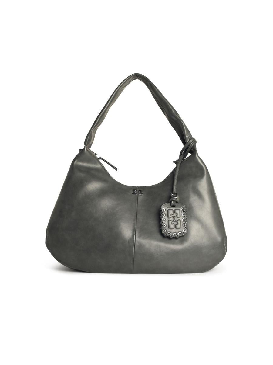 Ganni – Tasche „Bou XXL“ aus grauer Ledermischung