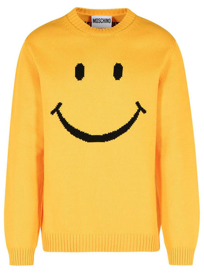Moschino „Smile“ – Gelber Pullover aus Baumwollmischung