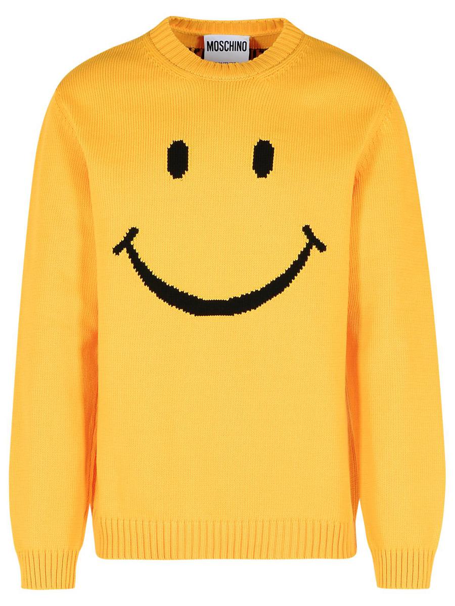 Moschino „Smile“ – Gelber Pullover aus Baumwollmischung