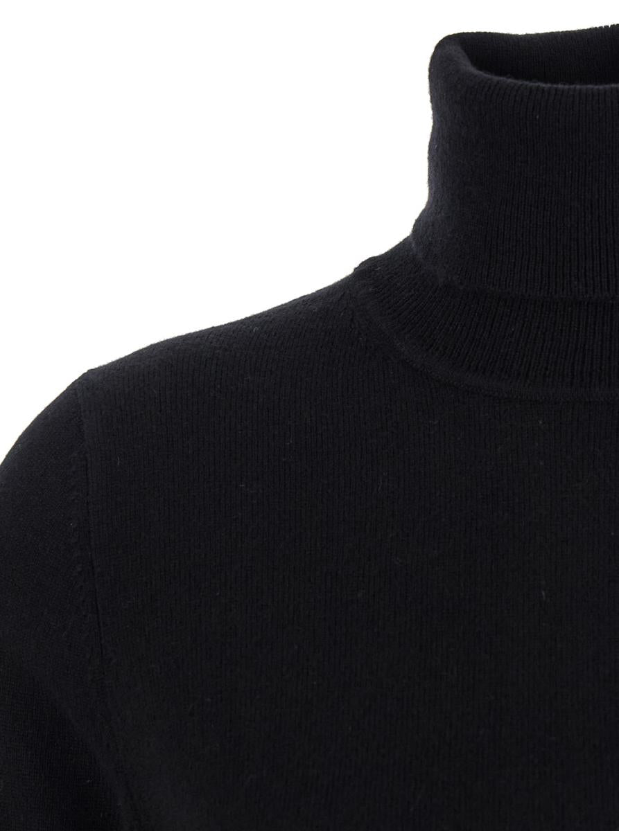 Schwarzer Pullover mit hohem Kragen aus Kaschmir für Damen