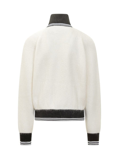 Jil Sander Jil Sander Zweifarbige Strickjacke mit Reißverschluss