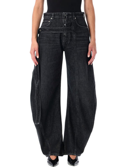 Jean Paul Gaultier – Locker geschnittene Jeans mit schwarzen Denim-Riemen