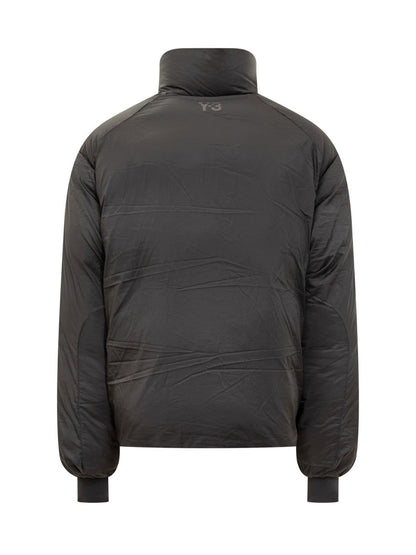 Y-3 Adidas Schwarze übergroße Daunenjacke mit Reißverschluss Y-3
