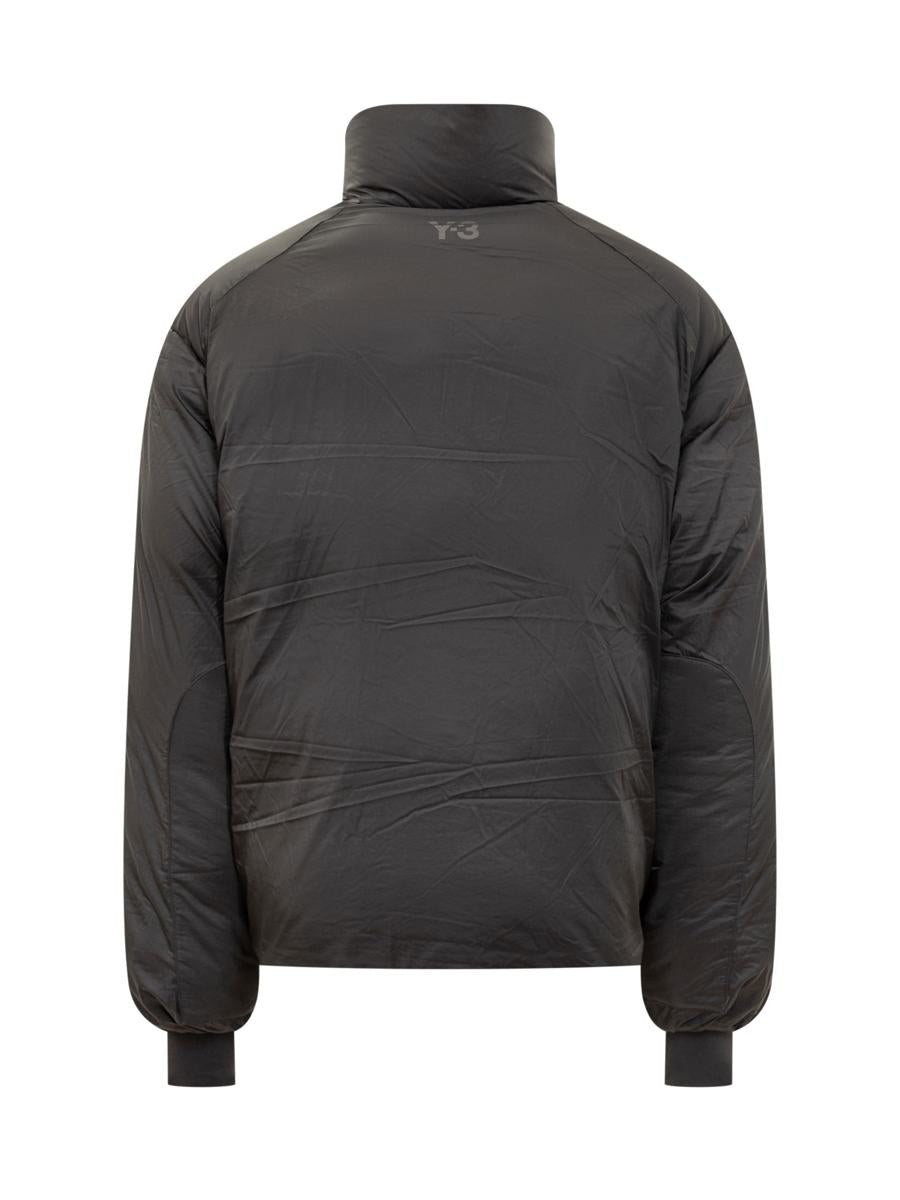 Y-3 Adidas Schwarze übergroße Daunenjacke mit Reißverschluss Y-3