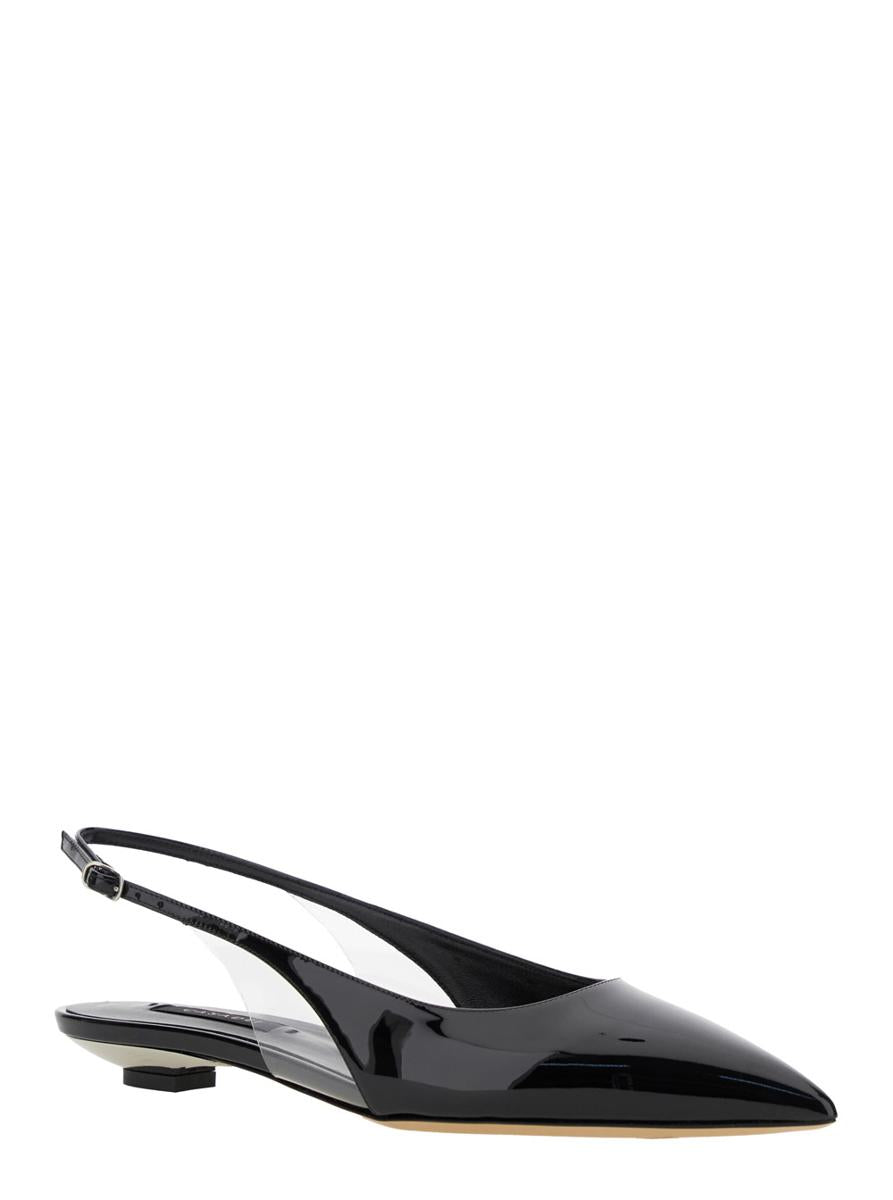 'Miniblade Tiffany' Schwarze Slingback-Ballerinas aus Lackleder für Damen