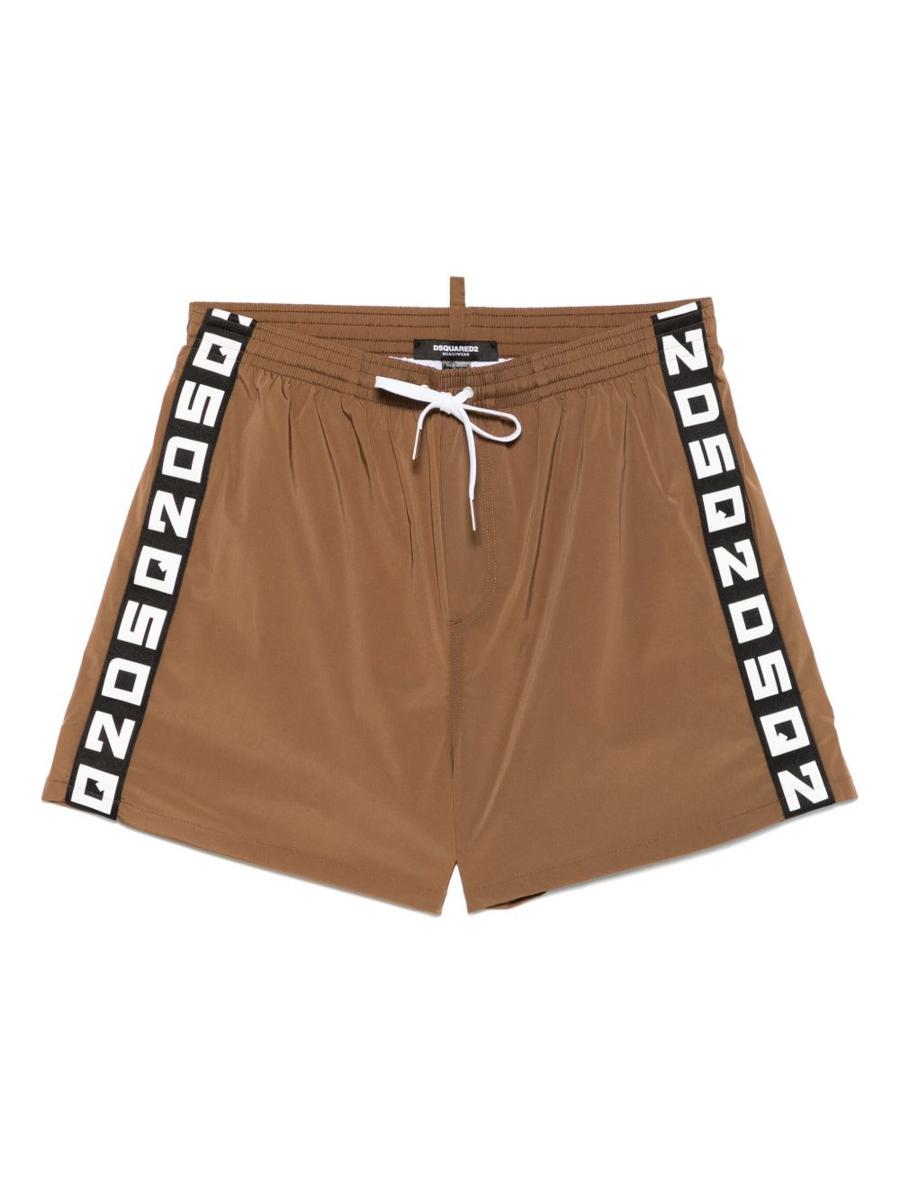 DSQUARED2 Brauner Badeanzug mit schwarz-weißem Logo