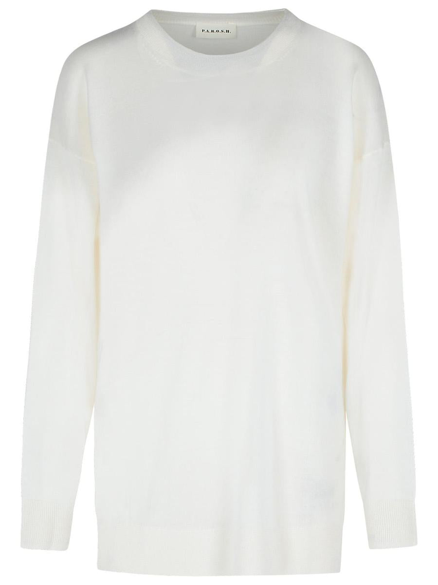 PAROSH „Over“ Pullover aus cremefarbener Wollmischung