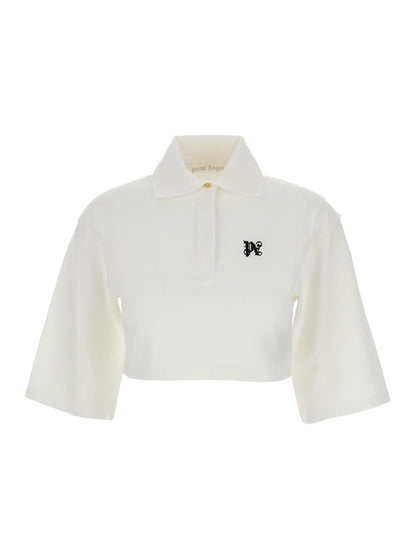 Weißes Crop-Shirt aus Baumwolle für Damen