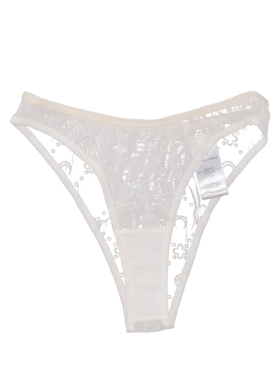 Marine Serre – Hochgeschnittener Slip aus recyceltem Mesh mit Flock