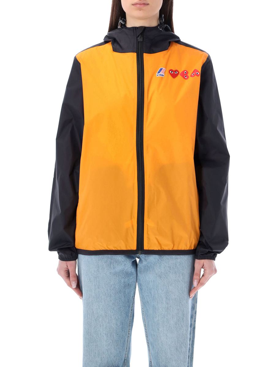 Comme Des Garçons Play – Zweifarbige, wasserdichte Jacke mit Reißverschluss und Kapuze
