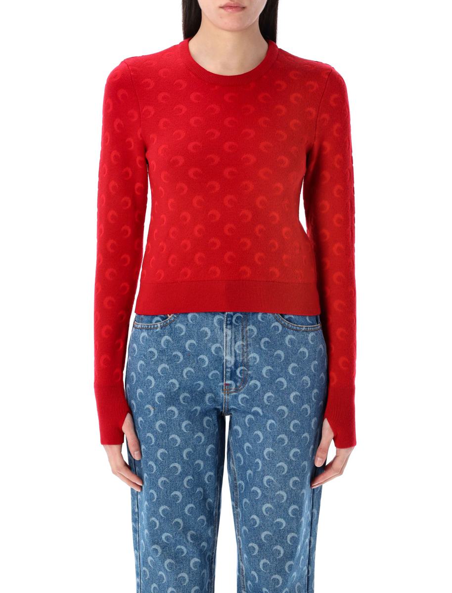 Marine Serre Moon – Figurbetonter Jacquard-Strickpullover
