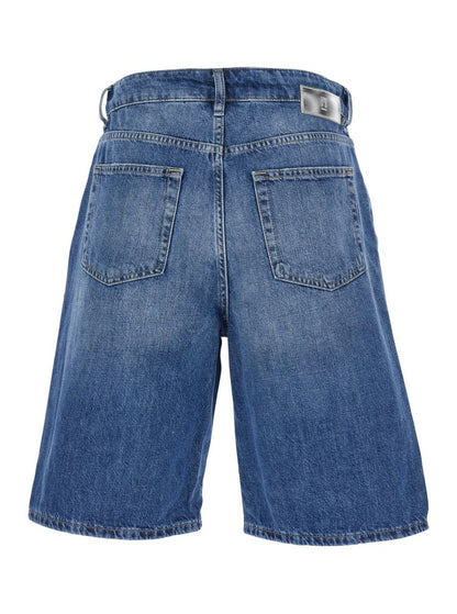 Blaue Bermudahose „Gianna“ mit Logo-Aufnäher auf der Rückseite aus Denim für Damen