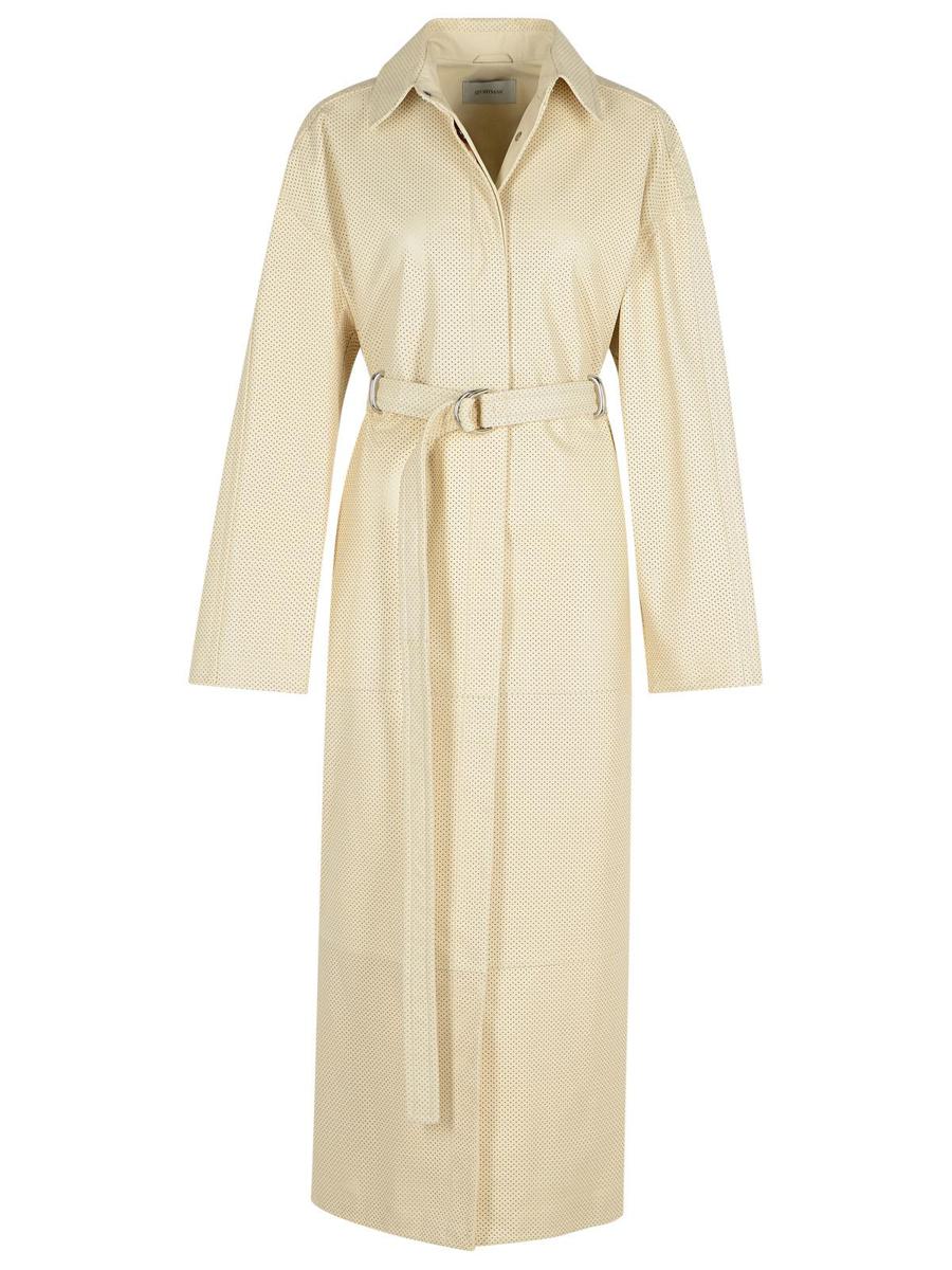 Sportmax – Trenchcoat aus elfenbeinfarbenem Leder