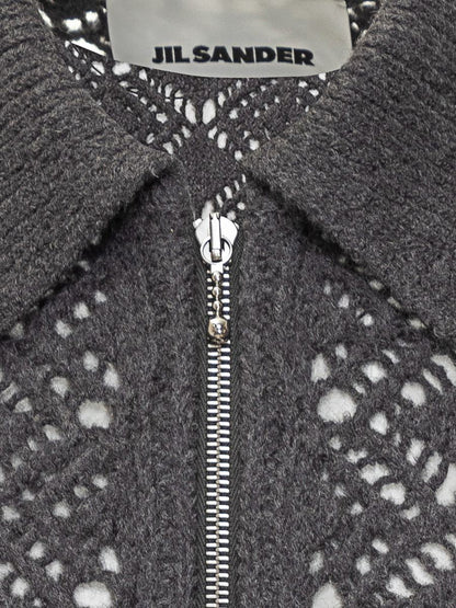 Jil Sander Jil Sander Graue bestickte Strickjacke