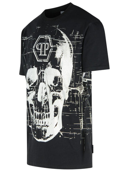 Schwarzes Baumwoll-T-Shirt von Philipp Plein