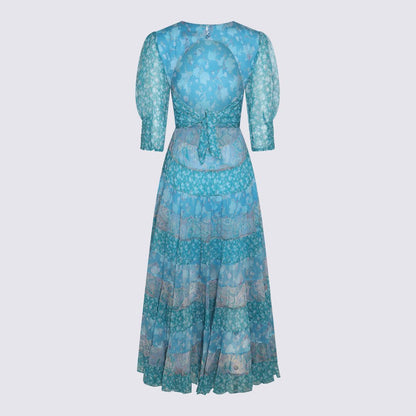 Rixo Agyness-Kleid aus Viskose-Mix in Havana mit Blumenmuster in Blau
