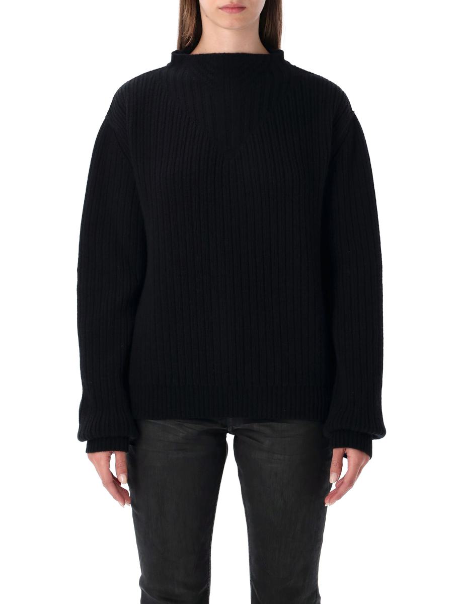 Rick Owens Al Schwarzer Pullover aus schwerer Wolle