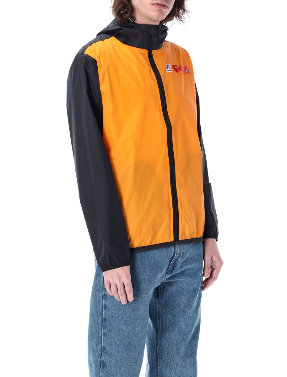 Comme Des Garçons Play – Zweifarbige, wasserdichte Jacke mit Reißverschluss und Kapuze