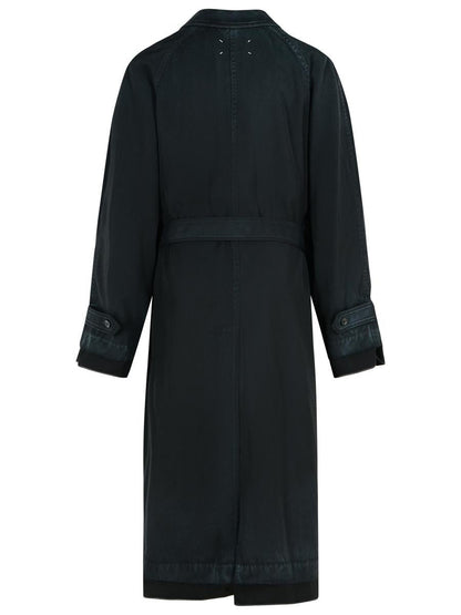 Maison Margiela – Schwarzer Trenchcoat aus Schurwolle