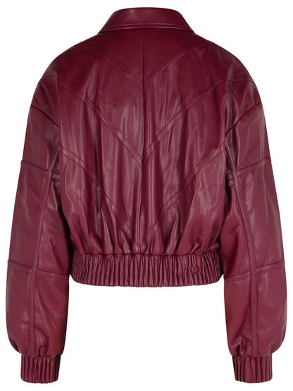 Rotate Birger Christensen Burgunderrote Polyester-Bomberjacke