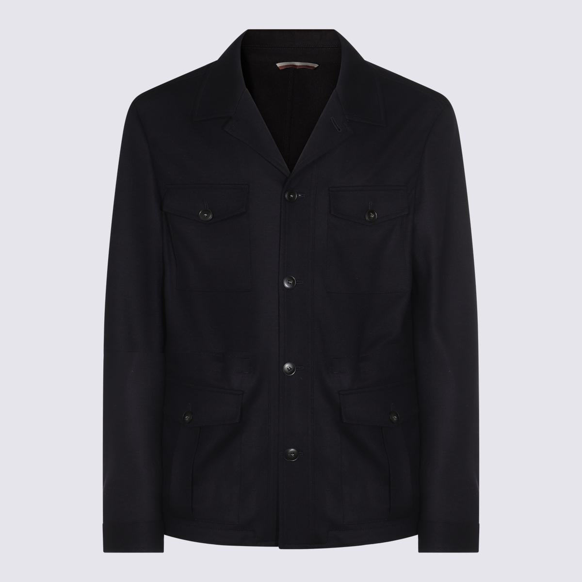 Canali – Freizeitjacke aus schwarzer Wolle