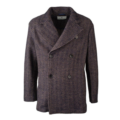 Etro Blaue und Kamelbraune Peacot-Jacke