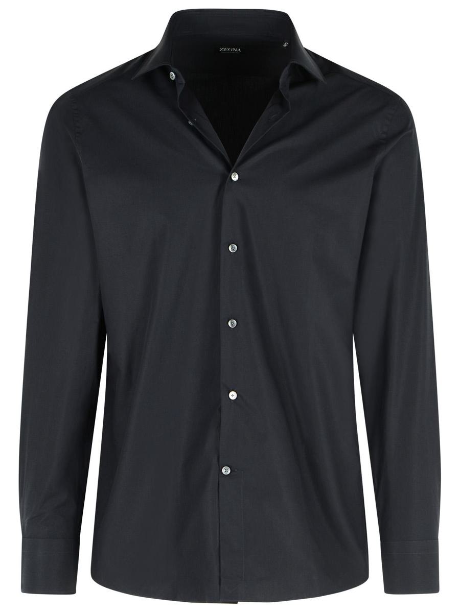 Zegna „Trofeo“ Dunkelblaues Baumwollhemd